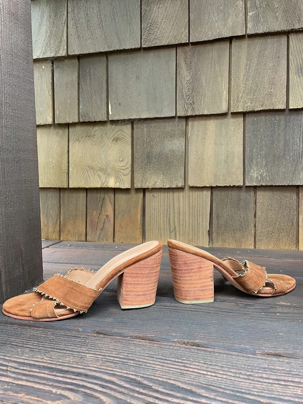 Ulla Johnson Brown Suede Block-Heel Slide Sandals Size 39 - Picture 5 of 6